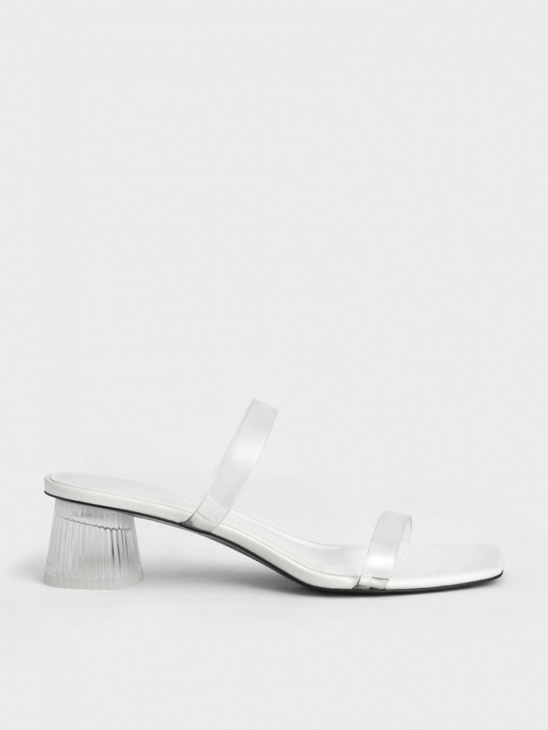 Mules Charles And Keith Double λουρακια See-Through ασπρα | 14356-FCNO