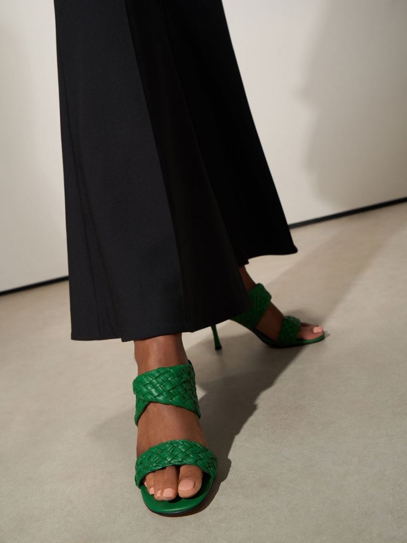 Mules Charles And Keith Double λουρακια Woven με τακουνι πρασινο | 36504-AISR