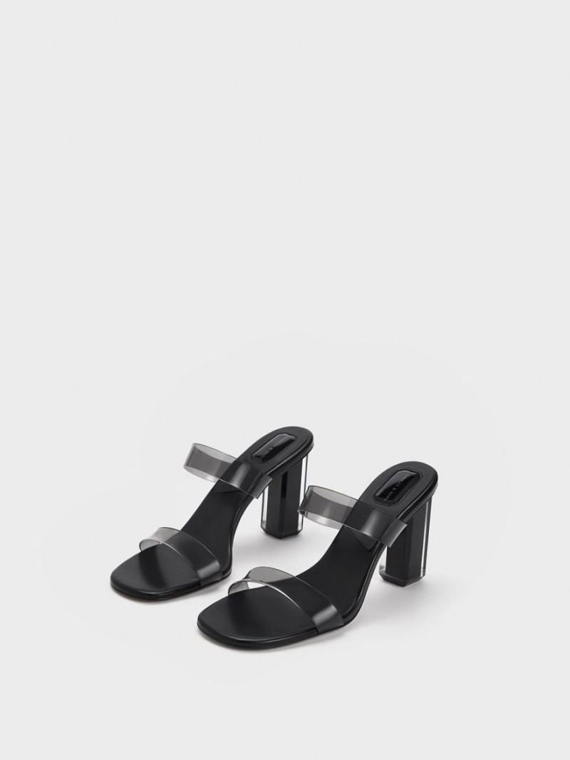 Mules Charles And Keith Fia Geometric Heel μαυρα | 52610-EPXZ