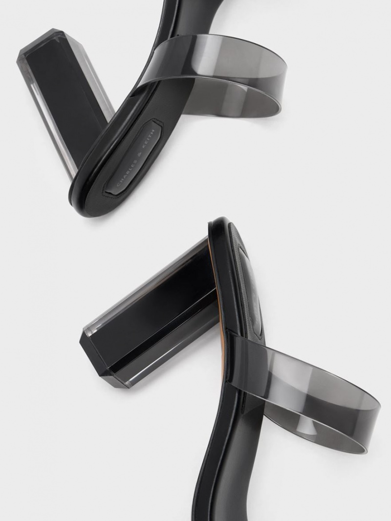 Mules Charles And Keith Fia Geometric Heel μαυρα | 52610-EPXZ