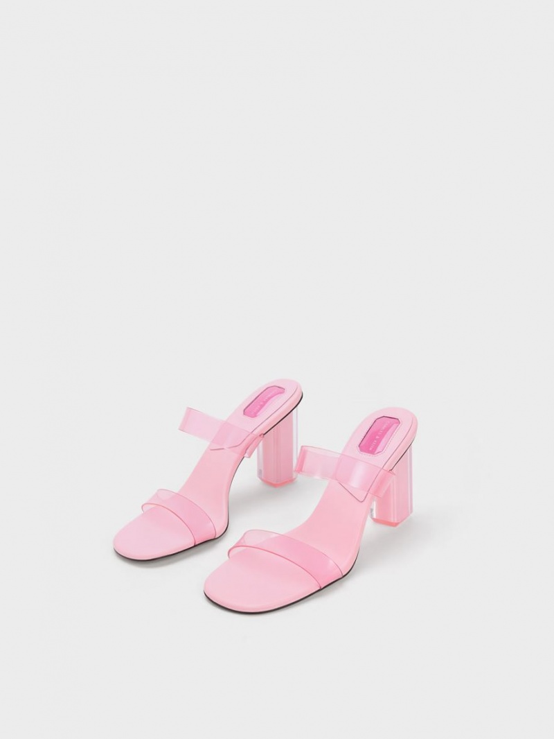 Mules Charles And Keith Fia Geometric Heel ανοιχτο ροζ | 35916-GQLE