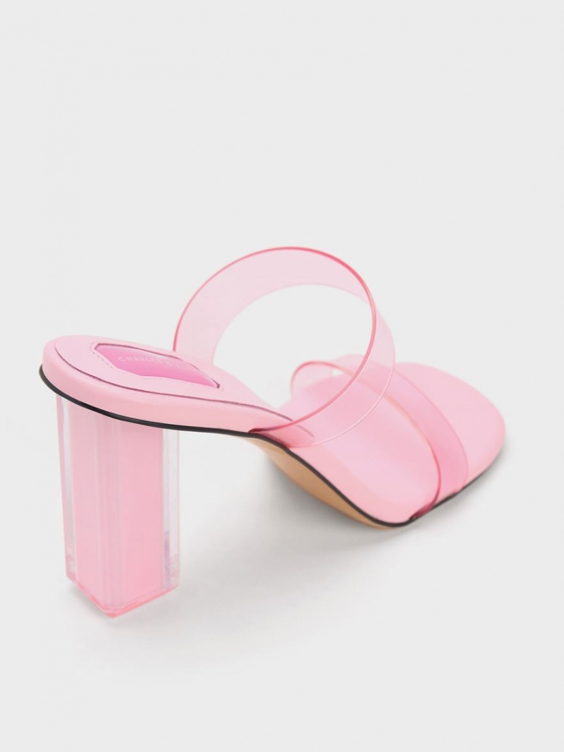 Mules Charles And Keith Fia Geometric Heel ανοιχτο ροζ | 35916-GQLE