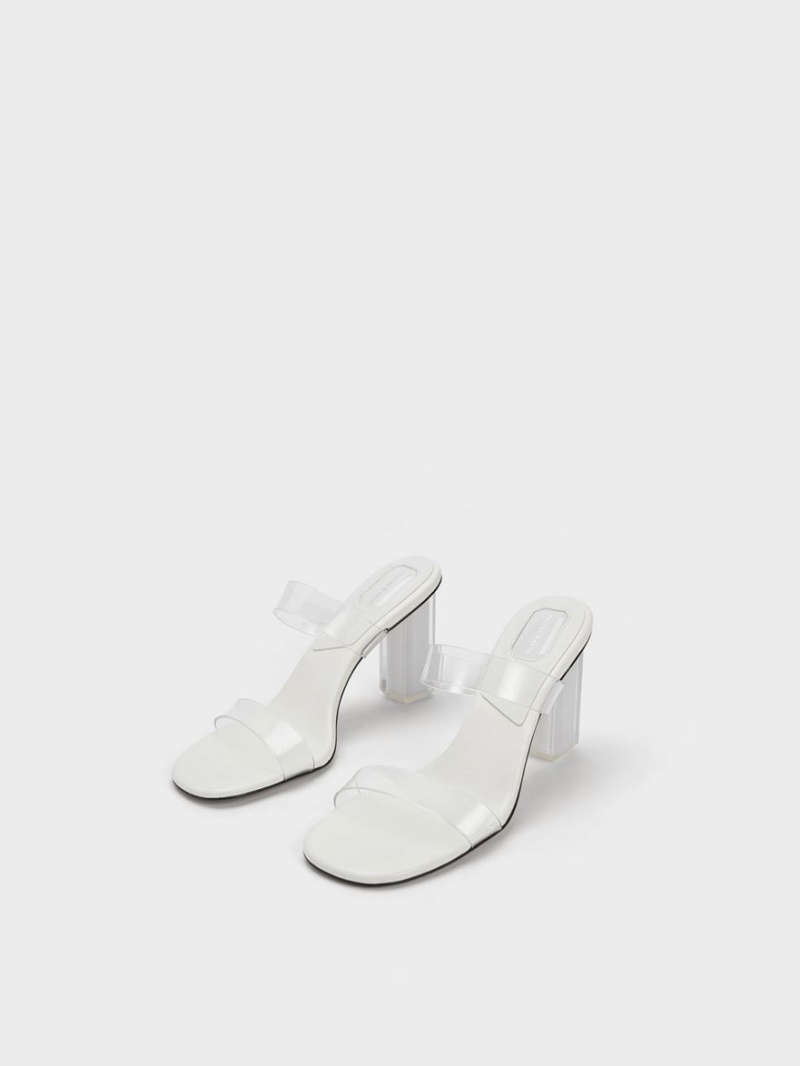 Mules Charles And Keith Fia Geometric Heel ασπρα | 49278-QDWF