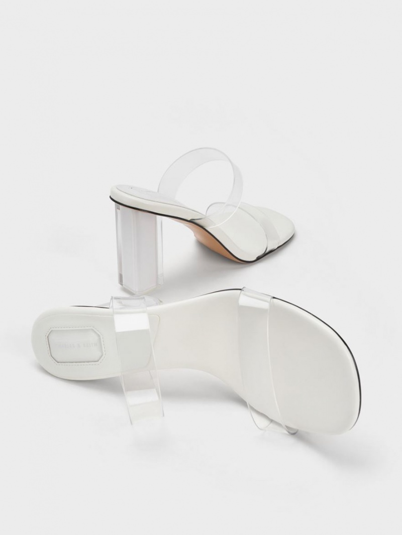 Mules Charles And Keith Fia Geometric Heel ασπρα | 49278-QDWF