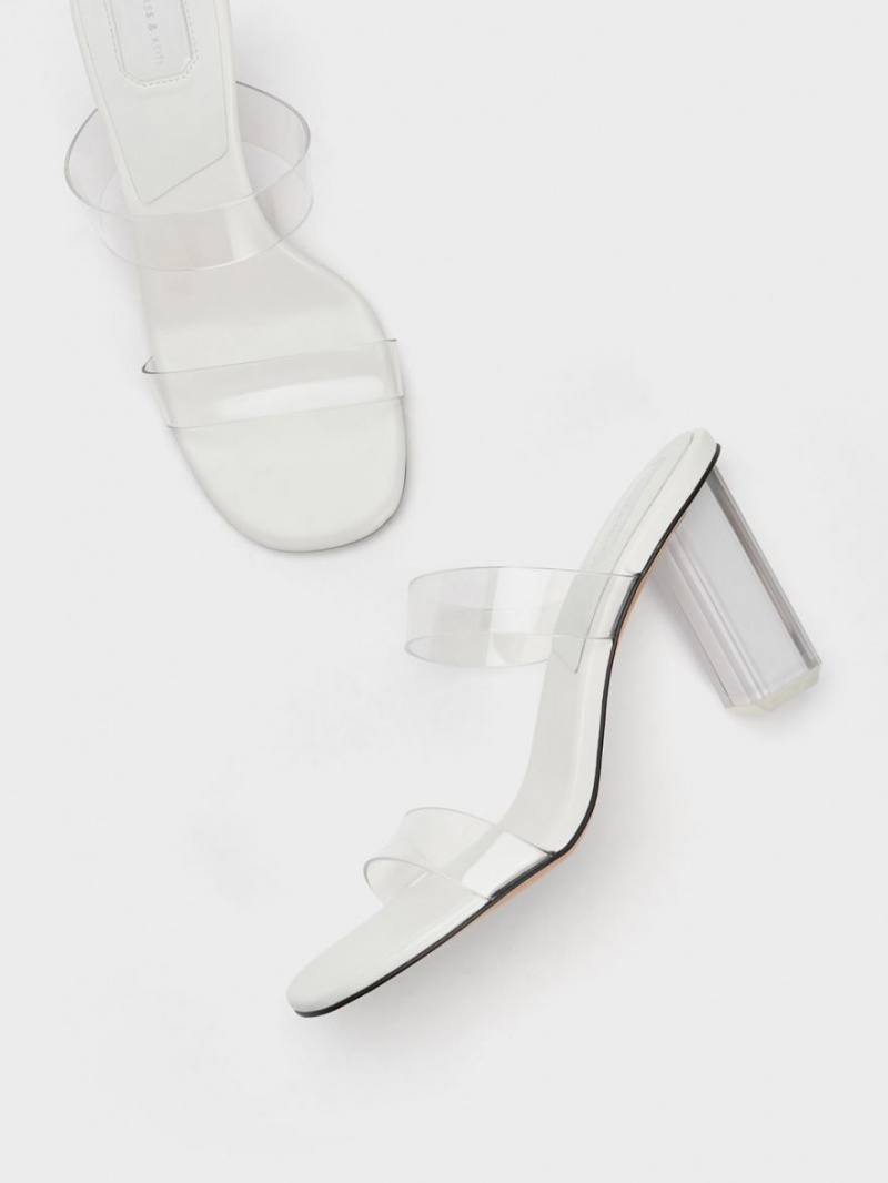 Mules Charles And Keith Fia Geometric Heel ασπρα | 49278-QDWF