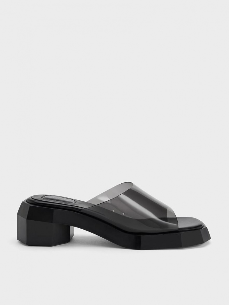 Mules Charles And Keith Fia See-Through Geometric μαυρα | 65039-FMYI