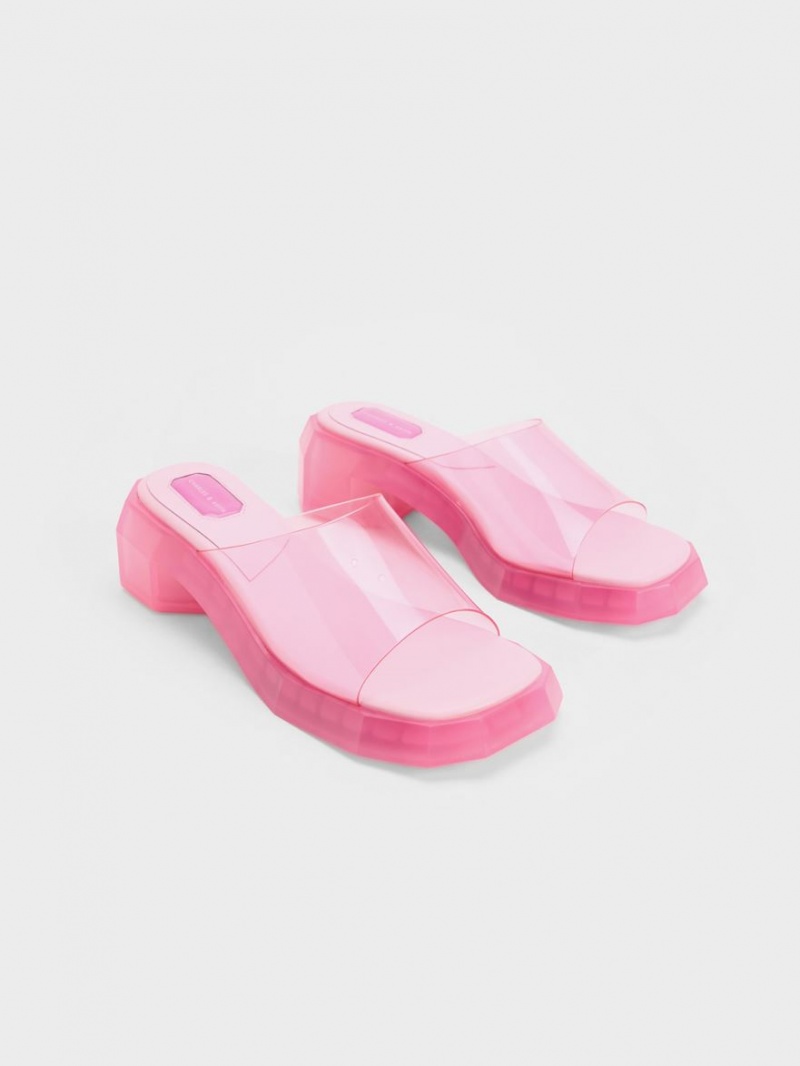 Mules Charles And Keith Fia See-Through Geometric ανοιχτο ροζ | 53967-YBWG