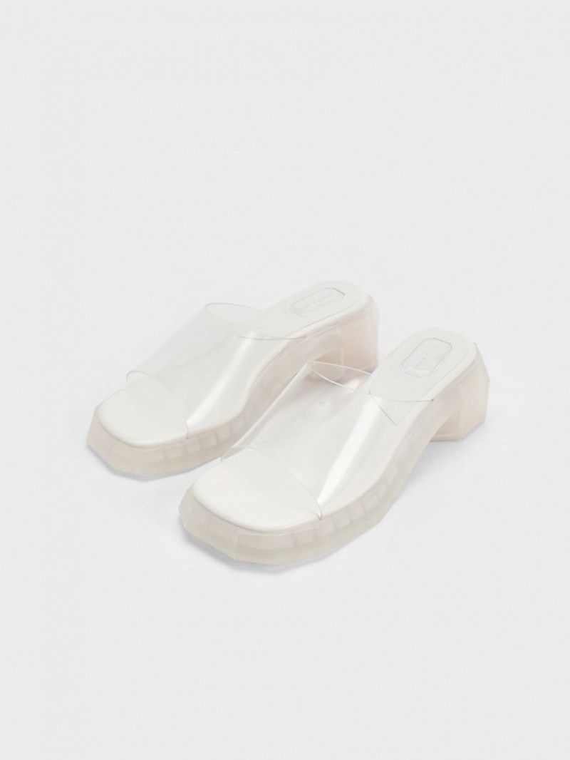 Mules Charles And Keith Fia See-Through Geometric ασπρα | 94156-OTHF