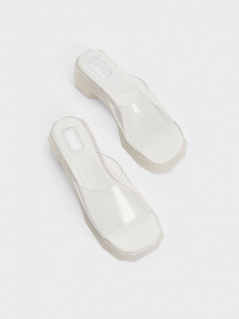 Mules Charles And Keith Fia See-Through Geometric ασπρα | 94156-OTHF