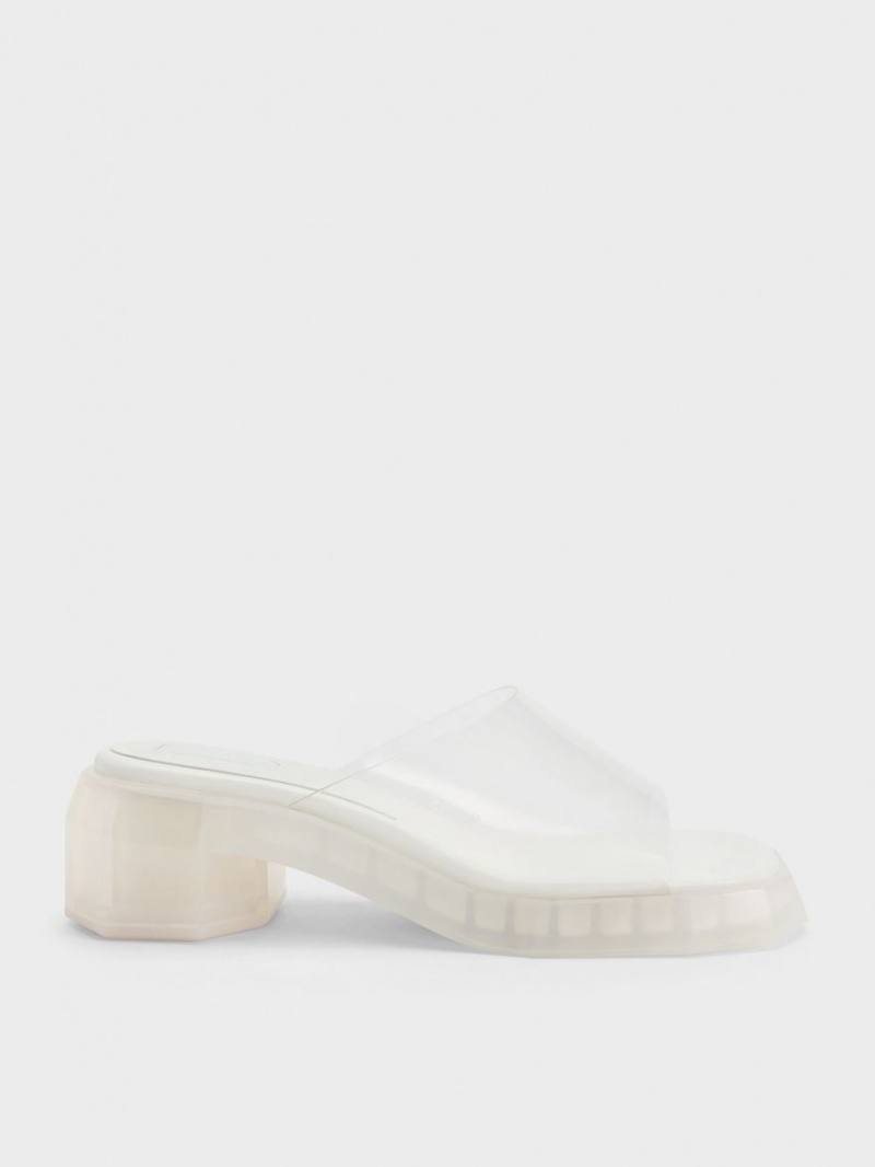 Mules Charles And Keith Fia See-Through Geometric ασπρα | 94156-OTHF