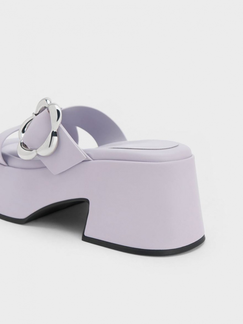 Mules Charles And Keith Flower-πόρπης Crossover flatforms μωβ | 35789-WGNP
