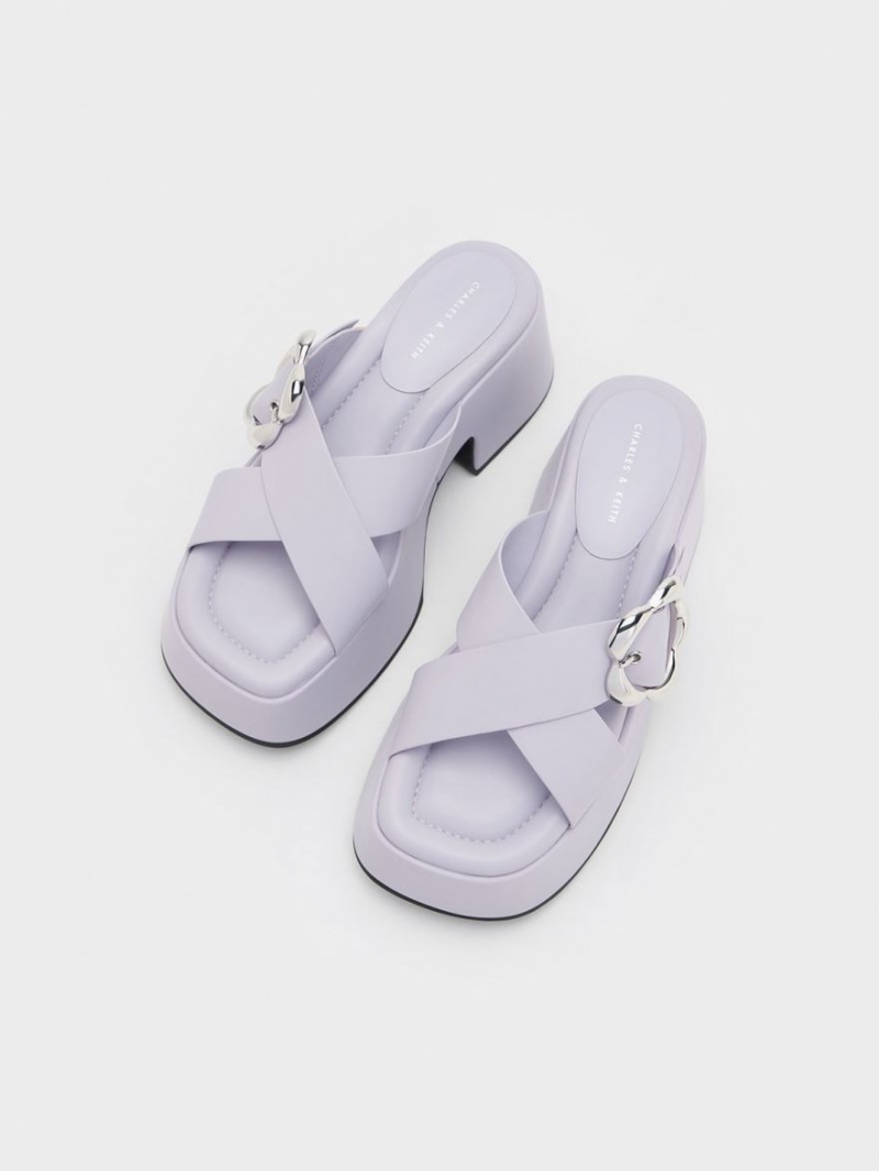 Mules Charles And Keith Flower-πόρπης Crossover flatforms μωβ | 35789-WGNP