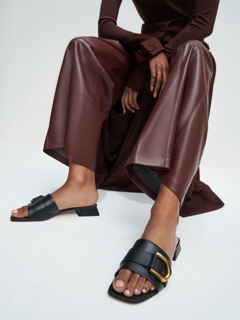 Mules Charles And Keith Gabine Buckled δερματινα​ μαυρα | 91654-NCGZ
