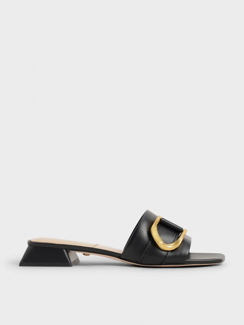 Mules Charles And Keith Gabine Buckled δερματινα​ μαυρα | 91654-NCGZ