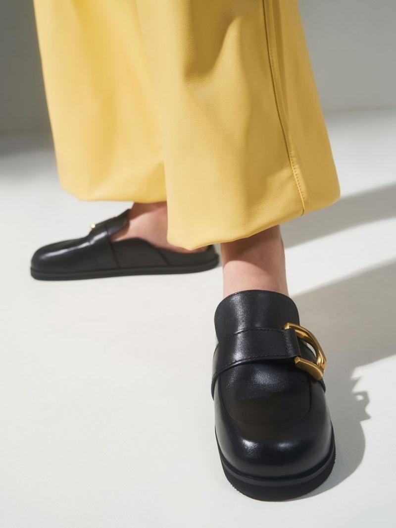 Mules Charles And Keith Gabine Buckled δερματινα Loafer​ μαυρα | 08235-EFDT