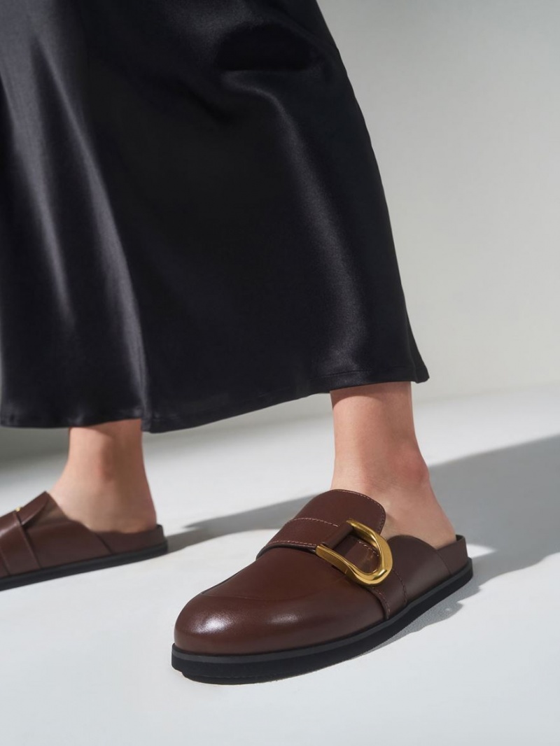 Mules Charles And Keith Gabine Buckled δερματινα Loafer​ καφε | 97026-HOUP