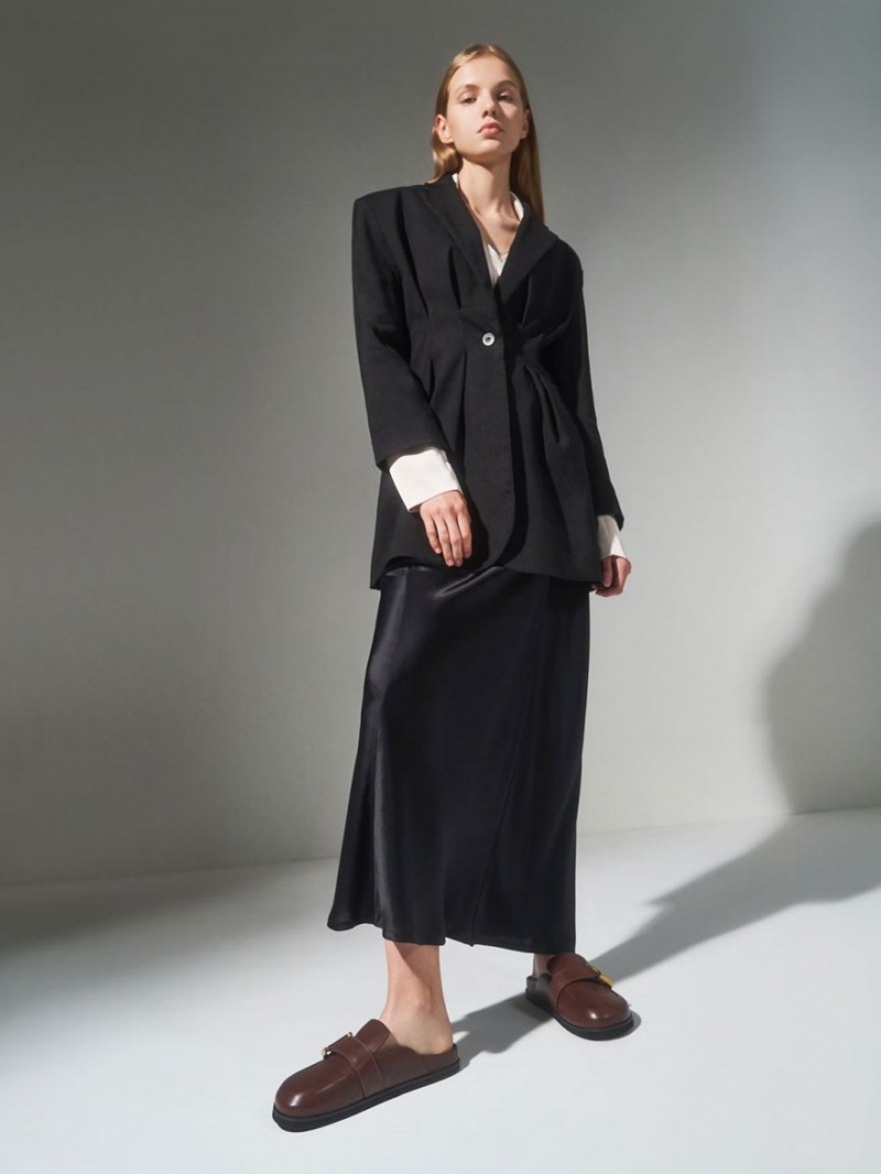 Mules Charles And Keith Gabine Buckled δερματινα Loafer​ καφε | 97026-HOUP
