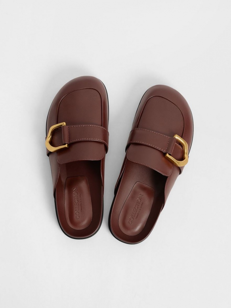 Mules Charles And Keith Gabine Buckled δερματινα Loafer​ καφε | 97026-HOUP
