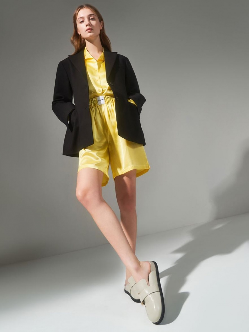 Mules Charles And Keith Gabine Buckled δερματινα Loafer​ ασπρα | 06843-WSMG