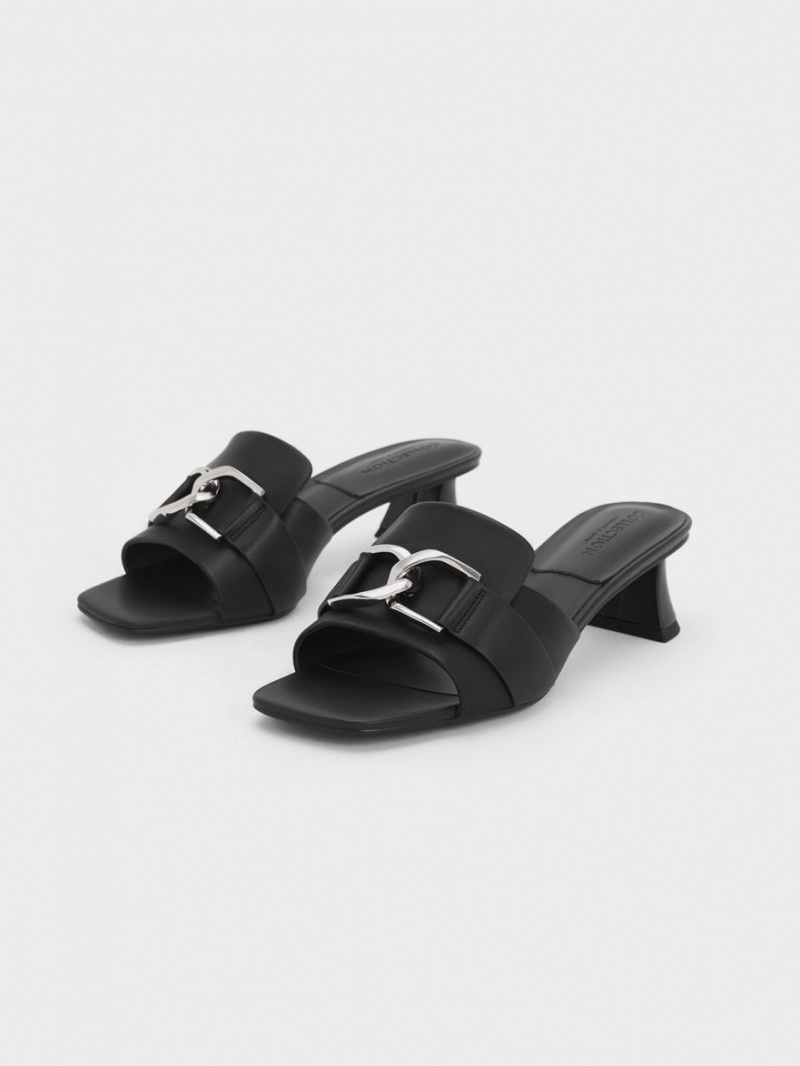 Mules Charles And Keith Gabine δερματινα Block Heel μαυρα | 18207-UFQO