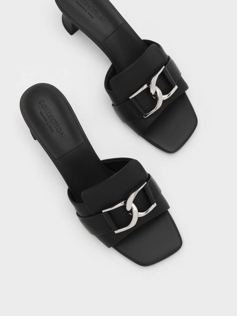 Mules Charles And Keith Gabine δερματινα Block Heel μαυρα | 18207-UFQO
