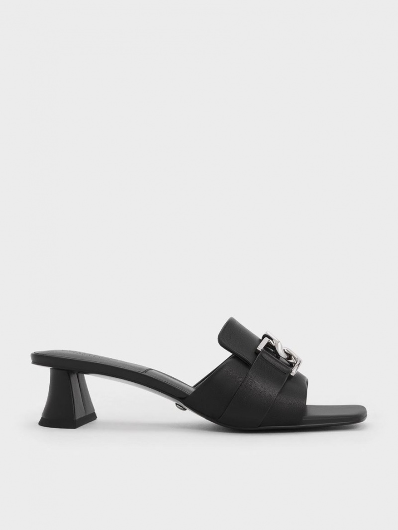 Mules Charles And Keith Gabine δερματινα Block Heel μαυρα | 18207-UFQO