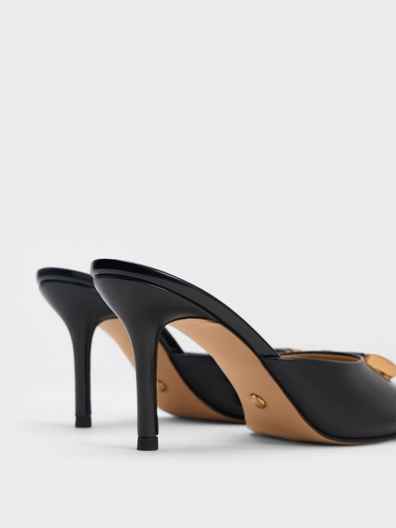 Mules Charles And Keith Gabine λουστρινι δερματινα μαυρα | 79618-YMVZ