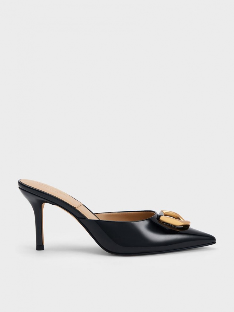 Mules Charles And Keith Gabine λουστρινι δερματινα μαυρα | 79618-YMVZ