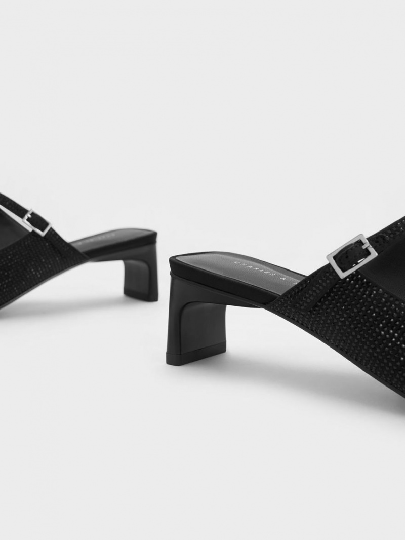 Mules Charles And Keith Gem-Embellished Blade Heel μαυρα | 26910-EQIW