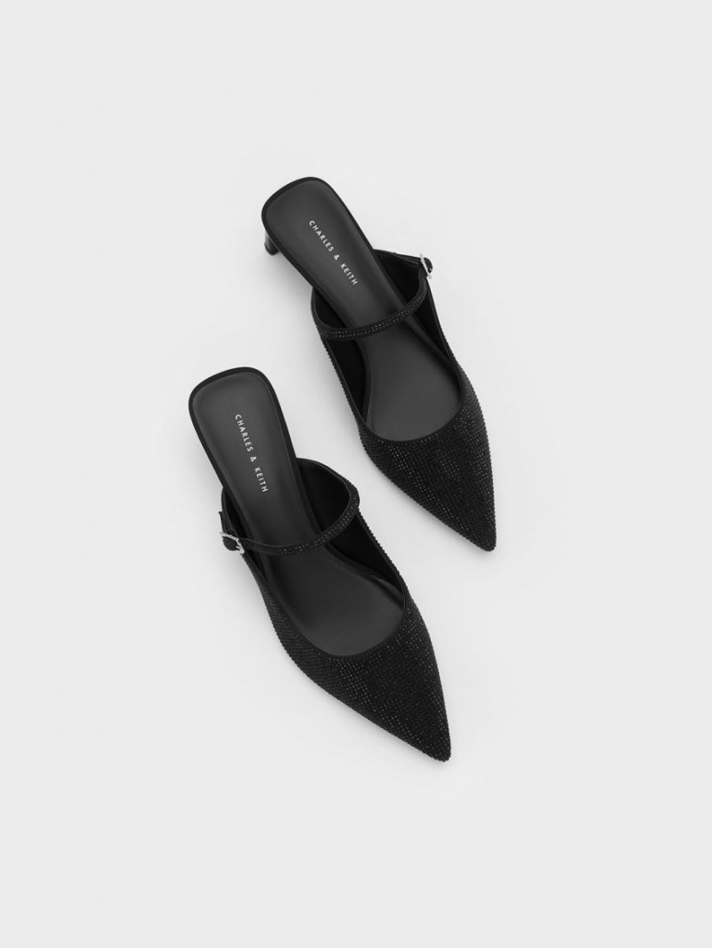 Mules Charles And Keith Gem-Embellished Blade Heel μαυρα | 26910-EQIW