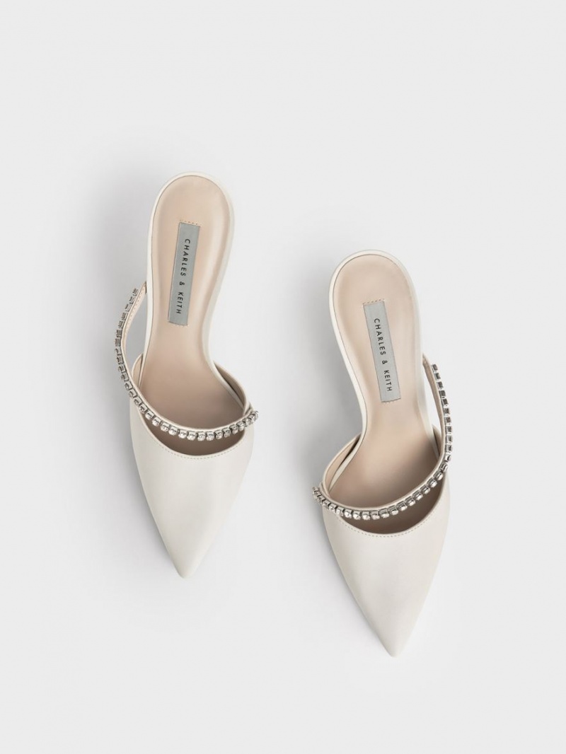Mules Charles And Keith Gem-Encrusted Stiletto ασπρα | 06453-UDNW