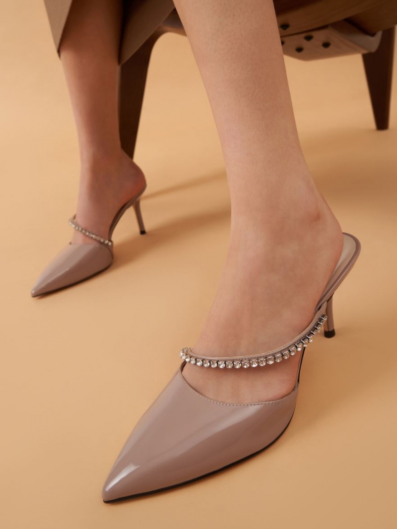 Mules Charles And Keith Gem-Encrusted λουστρινι μωβ | 31605-WMHI