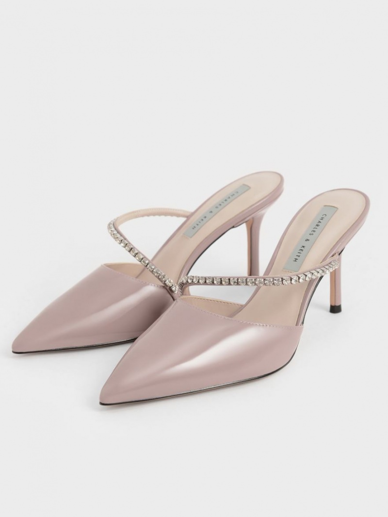 Mules Charles And Keith Gem-Encrusted λουστρινι μωβ | 31605-WMHI
