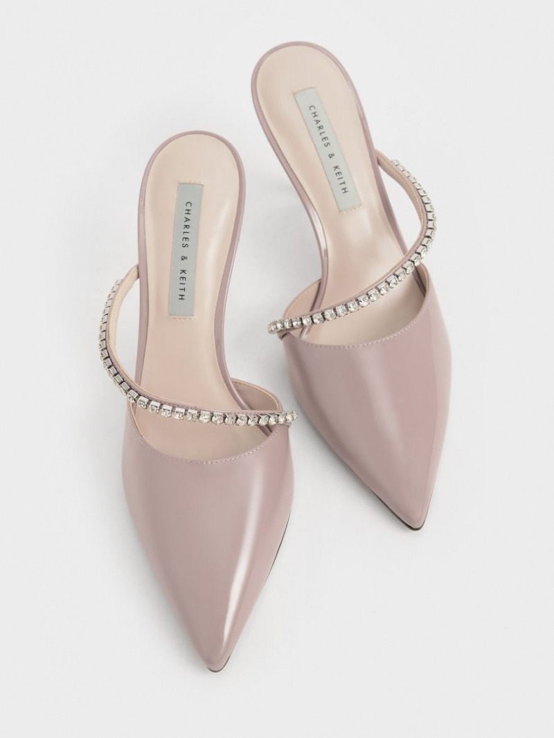 Mules Charles And Keith Gem-Encrusted λουστρινι μωβ | 31605-WMHI