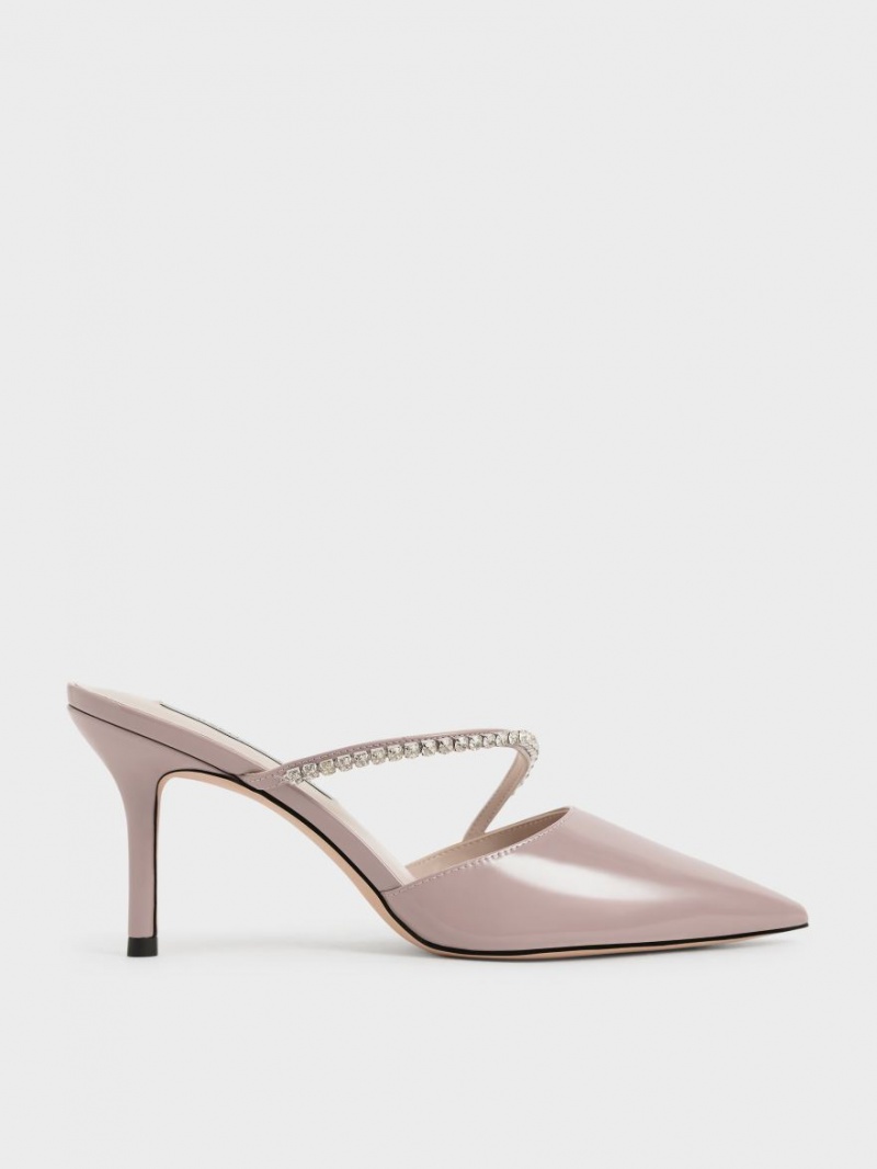 Mules Charles And Keith Gem-Encrusted λουστρινι μωβ | 31605-WMHI