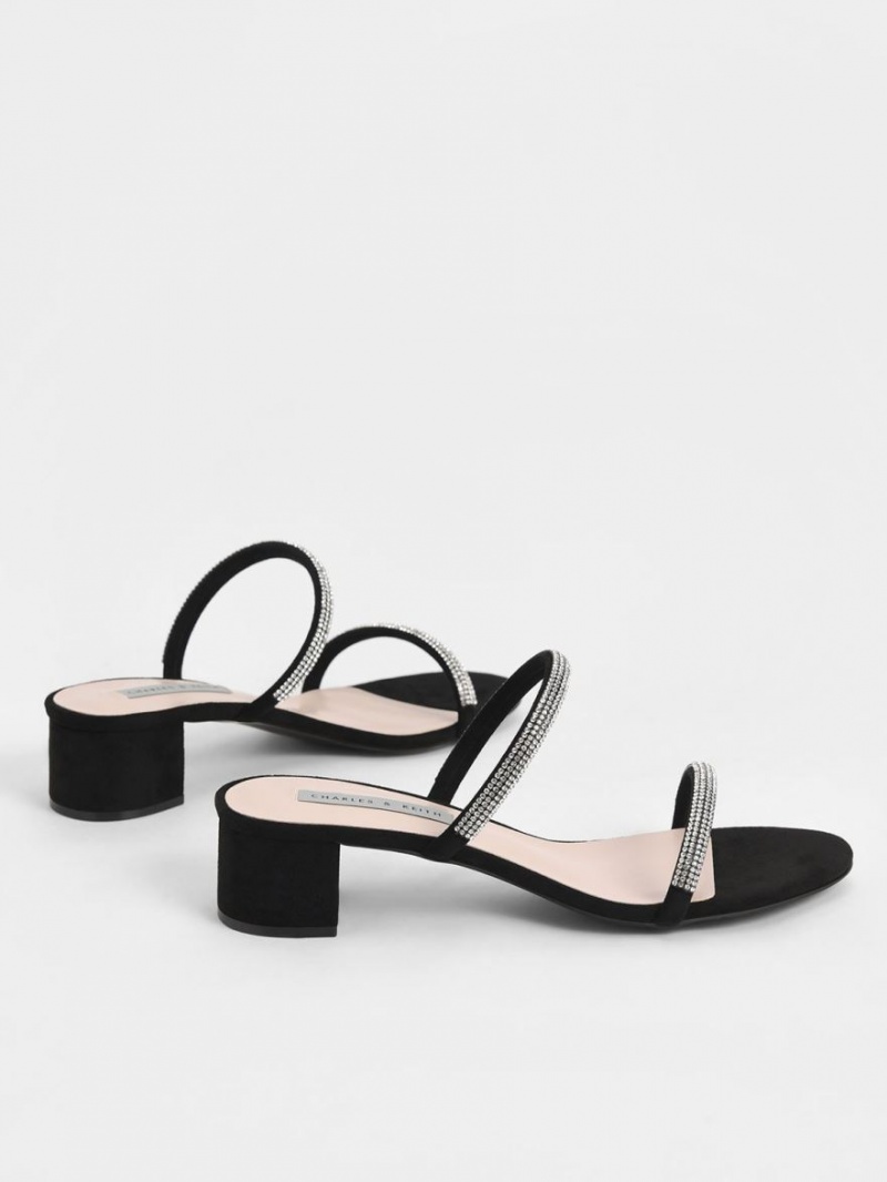 Mules Charles And Keith Gem-Encrusted strappy με τακουνι μαυρα | 69430-GWKY
