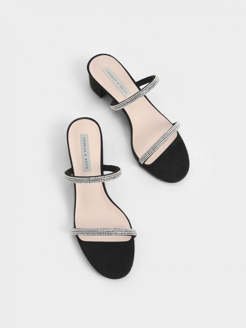 Mules Charles And Keith Gem-Encrusted strappy με τακουνι μαυρα | 69430-GWKY