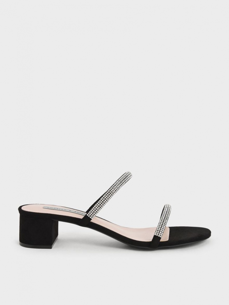 Mules Charles And Keith Gem-Encrusted strappy με τακουνι μαυρα | 69430-GWKY
