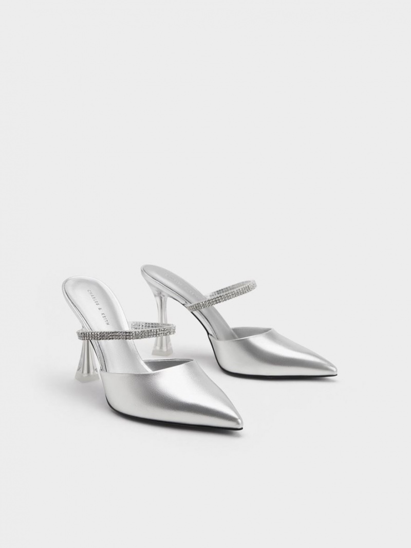 Mules Charles And Keith Gem λουρακια Metallic ασημι | 53164-PQTN