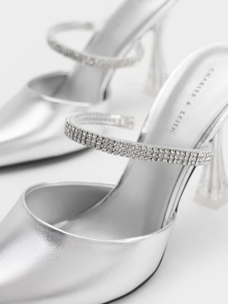 Mules Charles And Keith Gem λουρακια Metallic ασημι | 53164-PQTN