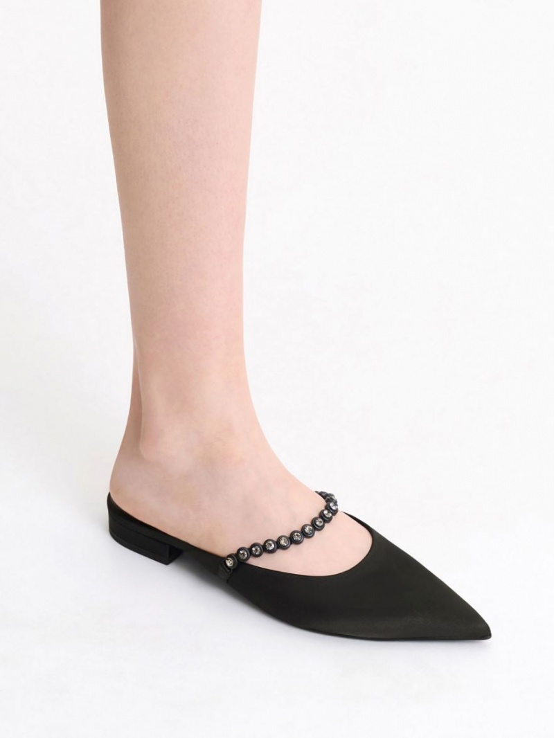 Mules Charles And Keith Gem-λουρακια φλατ μαυρα | 35164-DORZ