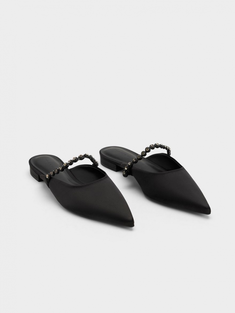 Mules Charles And Keith Gem-λουρακια φλατ μαυρα | 35164-DORZ