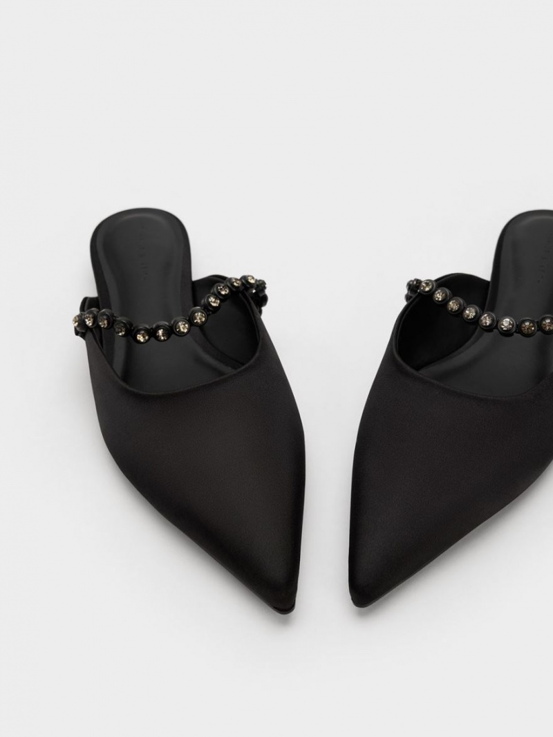 Mules Charles And Keith Gem-λουρακια φλατ μαυρα | 35164-DORZ
