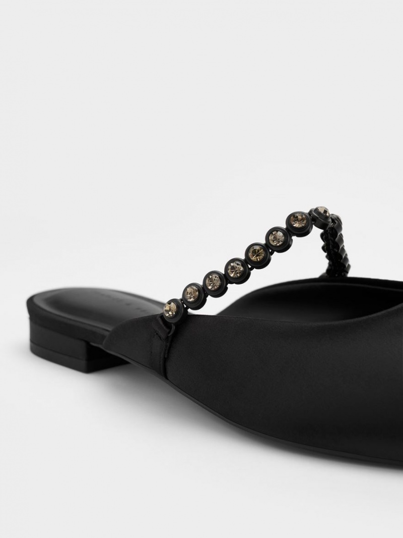 Mules Charles And Keith Gem-λουρακια φλατ μαυρα | 35164-DORZ