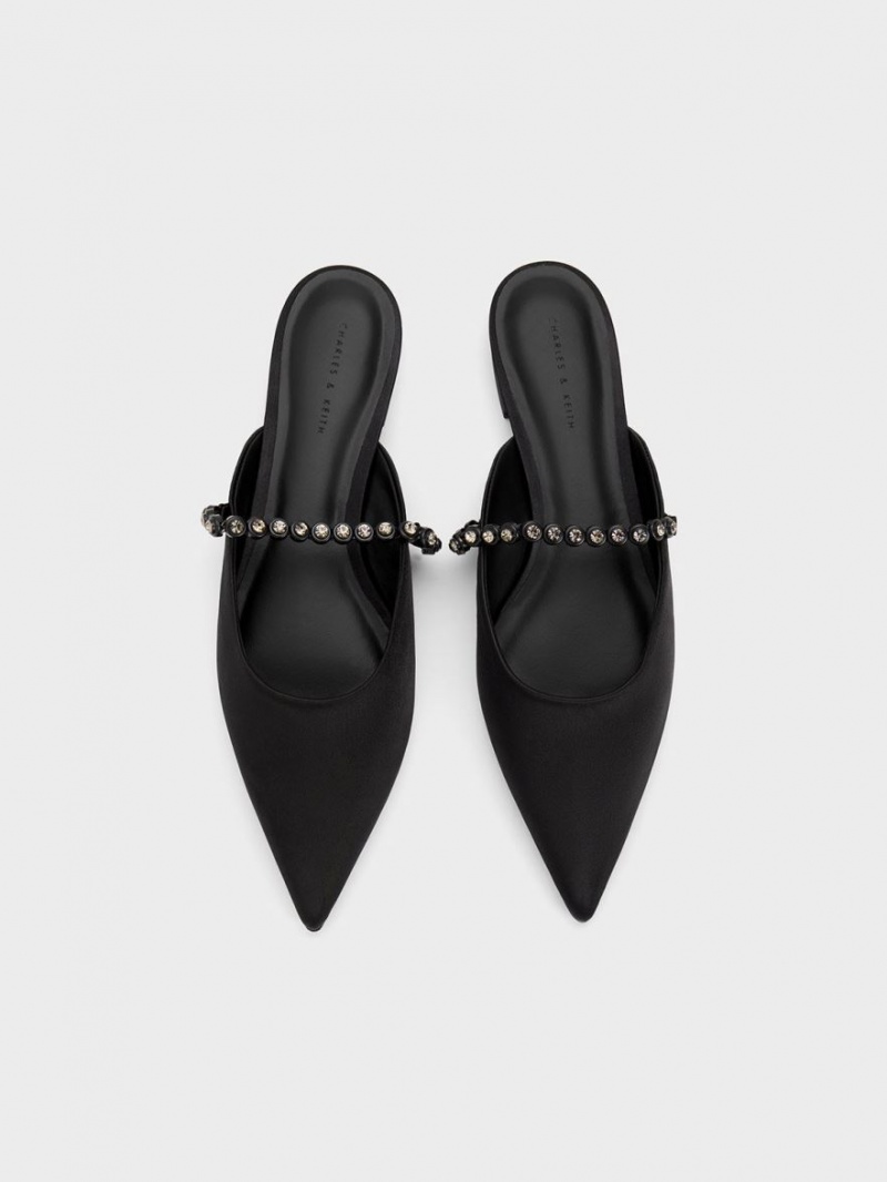 Mules Charles And Keith Gem-λουρακια φλατ μαυρα | 35164-DORZ