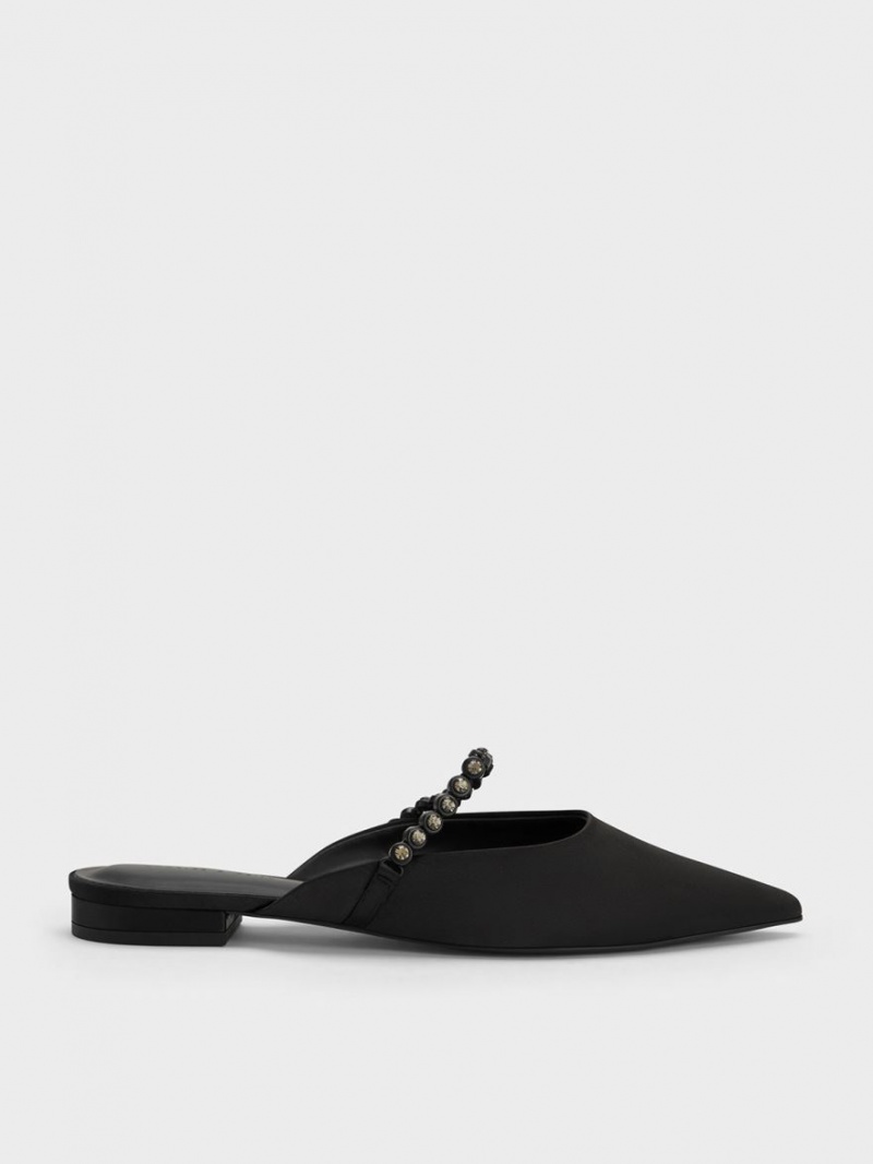 Mules Charles And Keith Gem-λουρακια φλατ μαυρα | 35164-DORZ