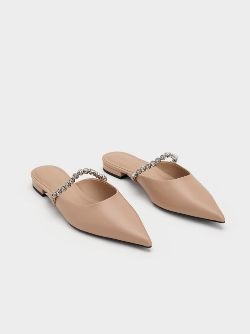 Mules Charles And Keith Gem-λουρακια φλατ Μπεζ | 41607-LENF