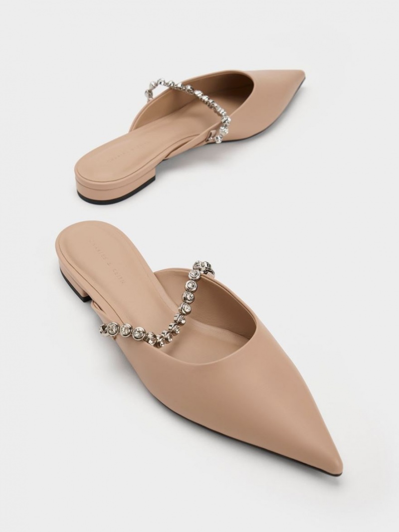 Mules Charles And Keith Gem-λουρακια φλατ Μπεζ | 41607-LENF