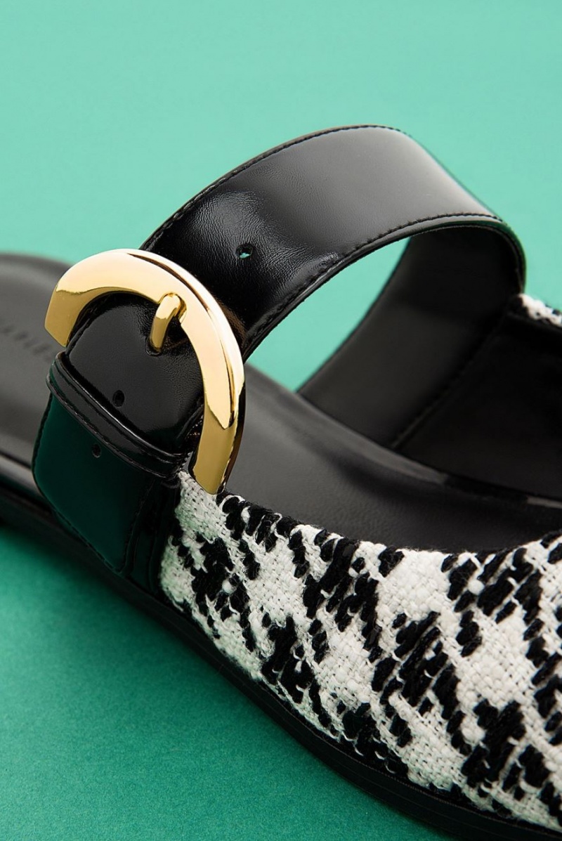 Mules Charles And Keith Houndstooth Buckled φλατ Πολύχρωμο | 69108-BFAC