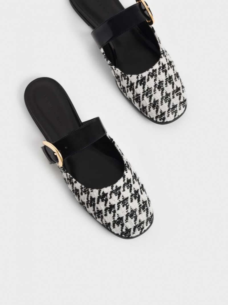 Mules Charles And Keith Houndstooth Buckled φλατ Πολύχρωμο | 69108-BFAC